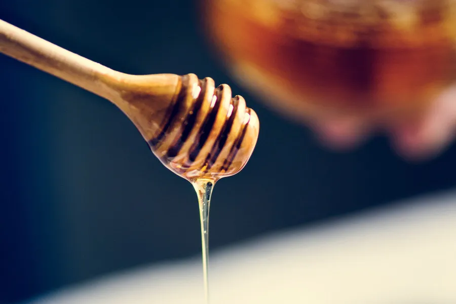 Honey dipper dripping honey