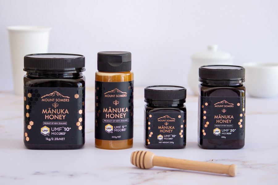 Mount Somers Manuka Range of jars and squeezy