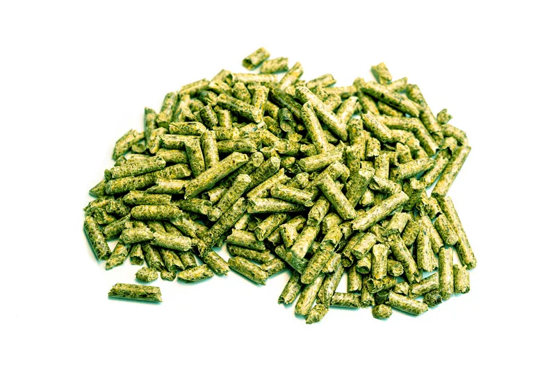 Pile of hemp seed meal on white background