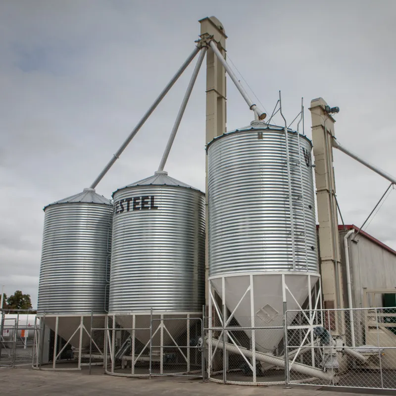 Oil extraction silos for holding seed before extraction