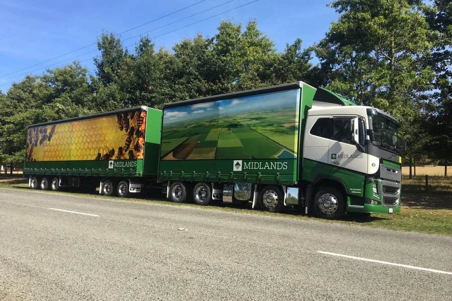 Midlands container truck loaded to transport to port