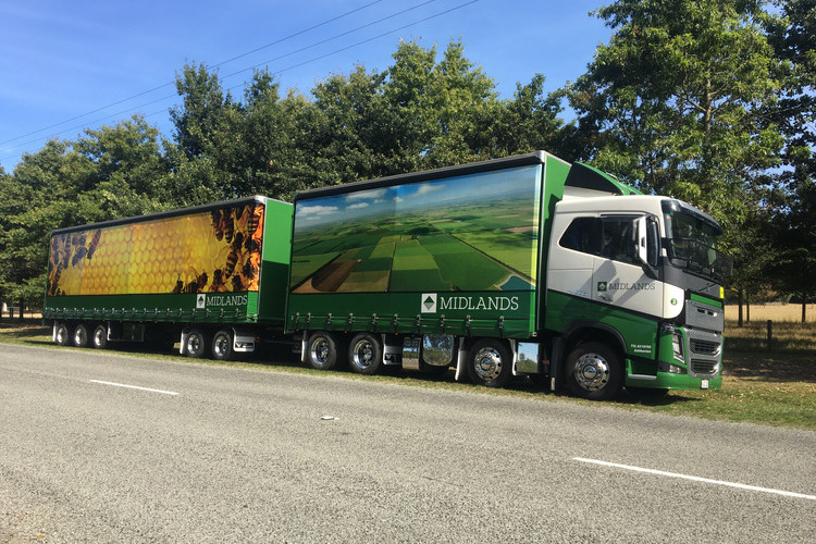 Midlands container truck loaded to transport to port