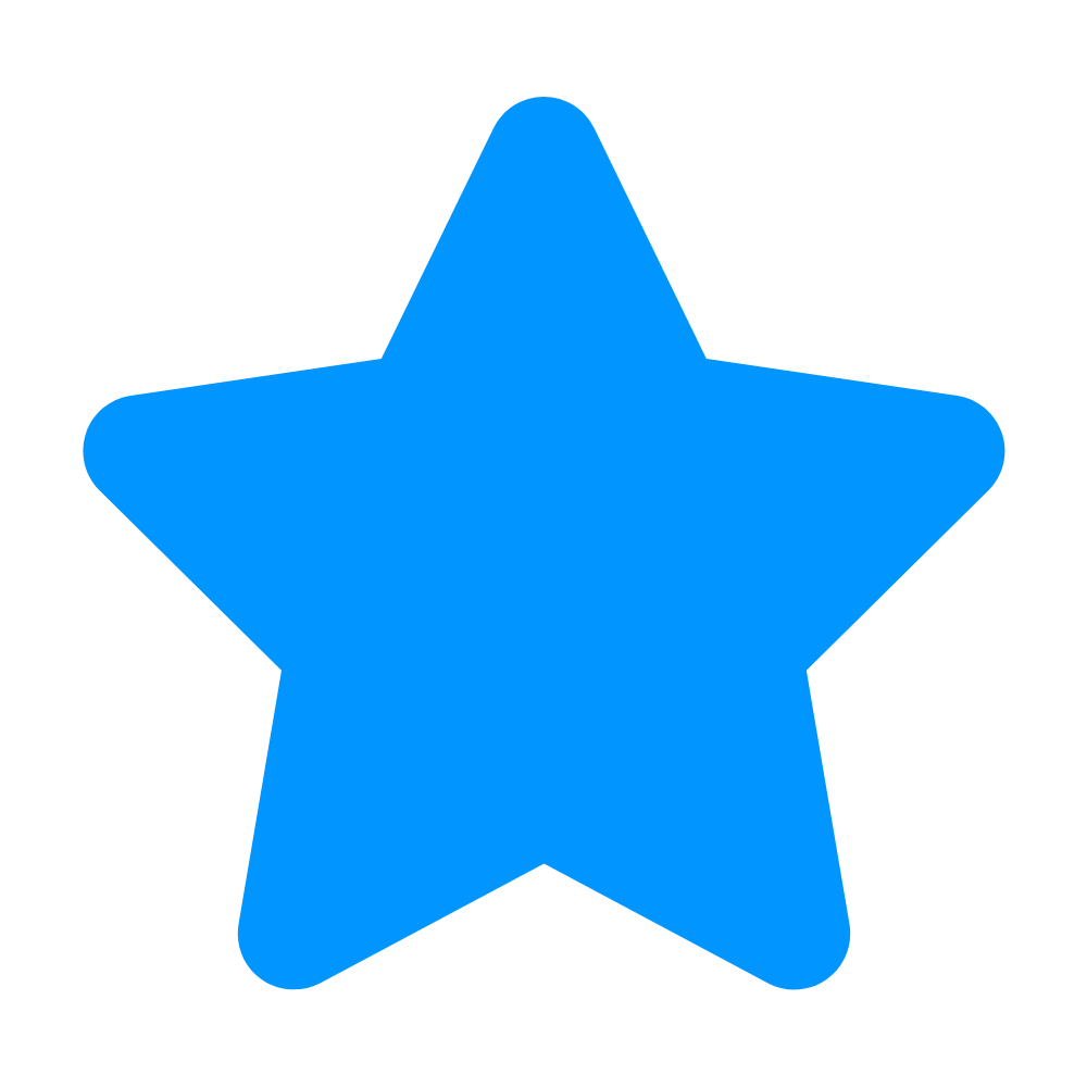 A solid blue five-pointed star on a transparent background.