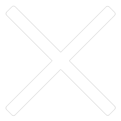 Thin black outlined transparent 'X' shape on white background.