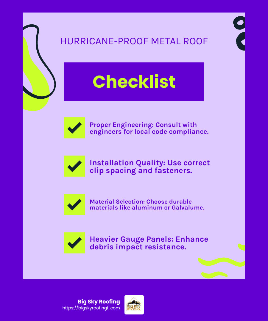 Proper engineering and installation quality are key to making a metal roof hurricane-proof 