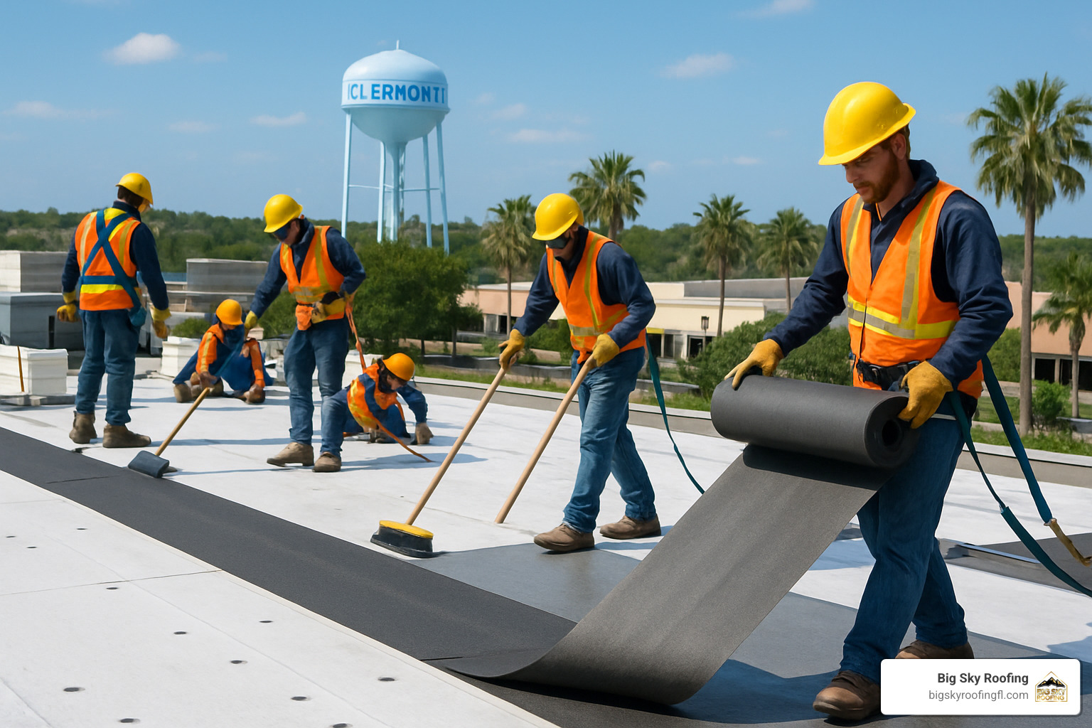commercial roof installation crew in Clermont