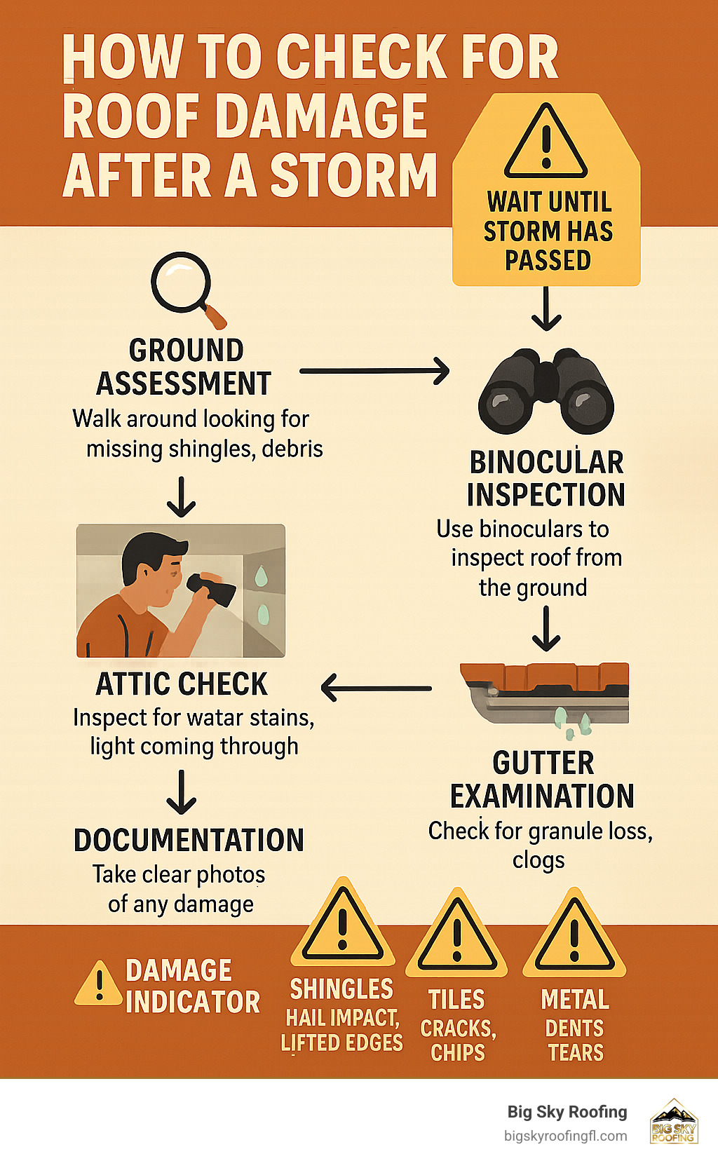 Step-by-step roof inspection flowchart