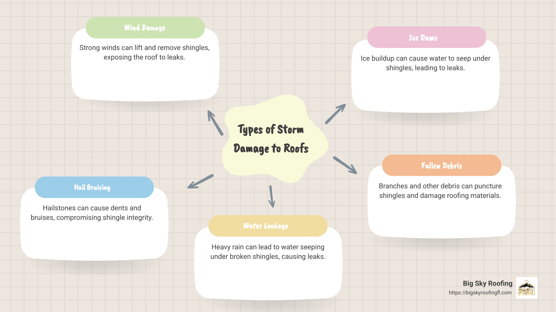 Types of Storm Damage to Roofs Infographic
