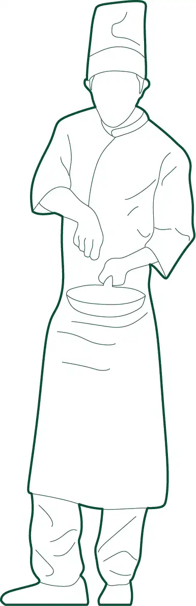 Access a high-quality CAD drawing of a chef for kitchen, restaurant, and hospitality layouts. Ideal for architecture and interior design students.