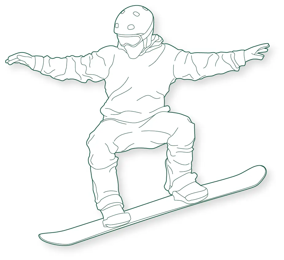 Male snowboarder CAD figure for architectural plans, sections, and elevations. Ideal for ski resorts, snow parks, recreation facilities, alpine environments, and outdoor spaces.