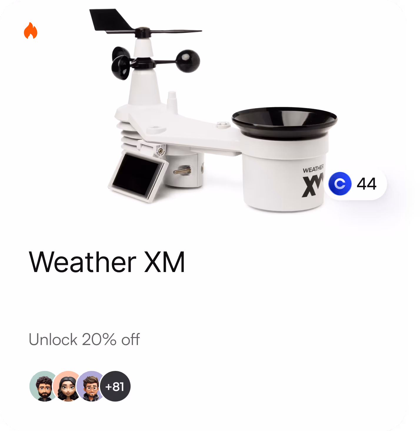 Weather XM device with wind speed and direction sensors.