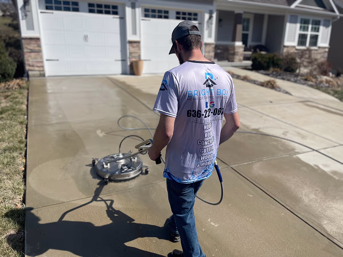 Cleaning the driveway