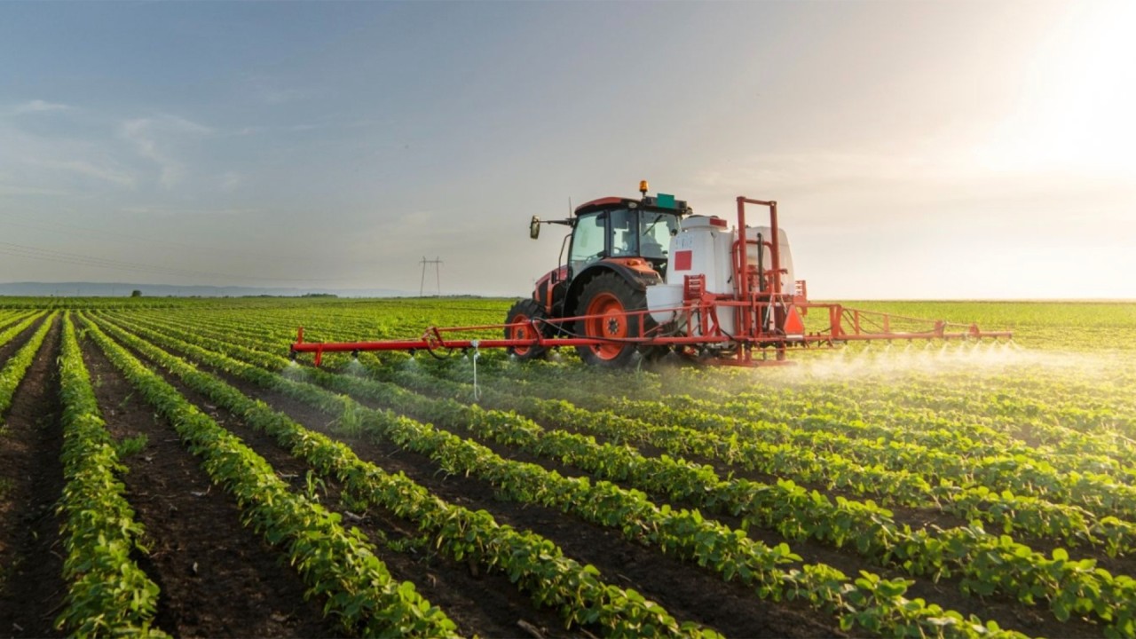 A tractor on a farm.