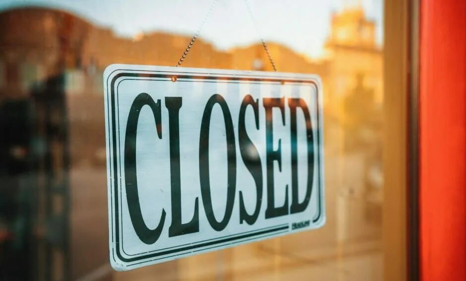 A 'closed' sign on a business.