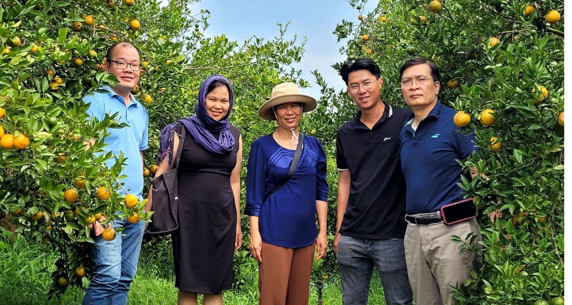 Techcoop employees in a field.