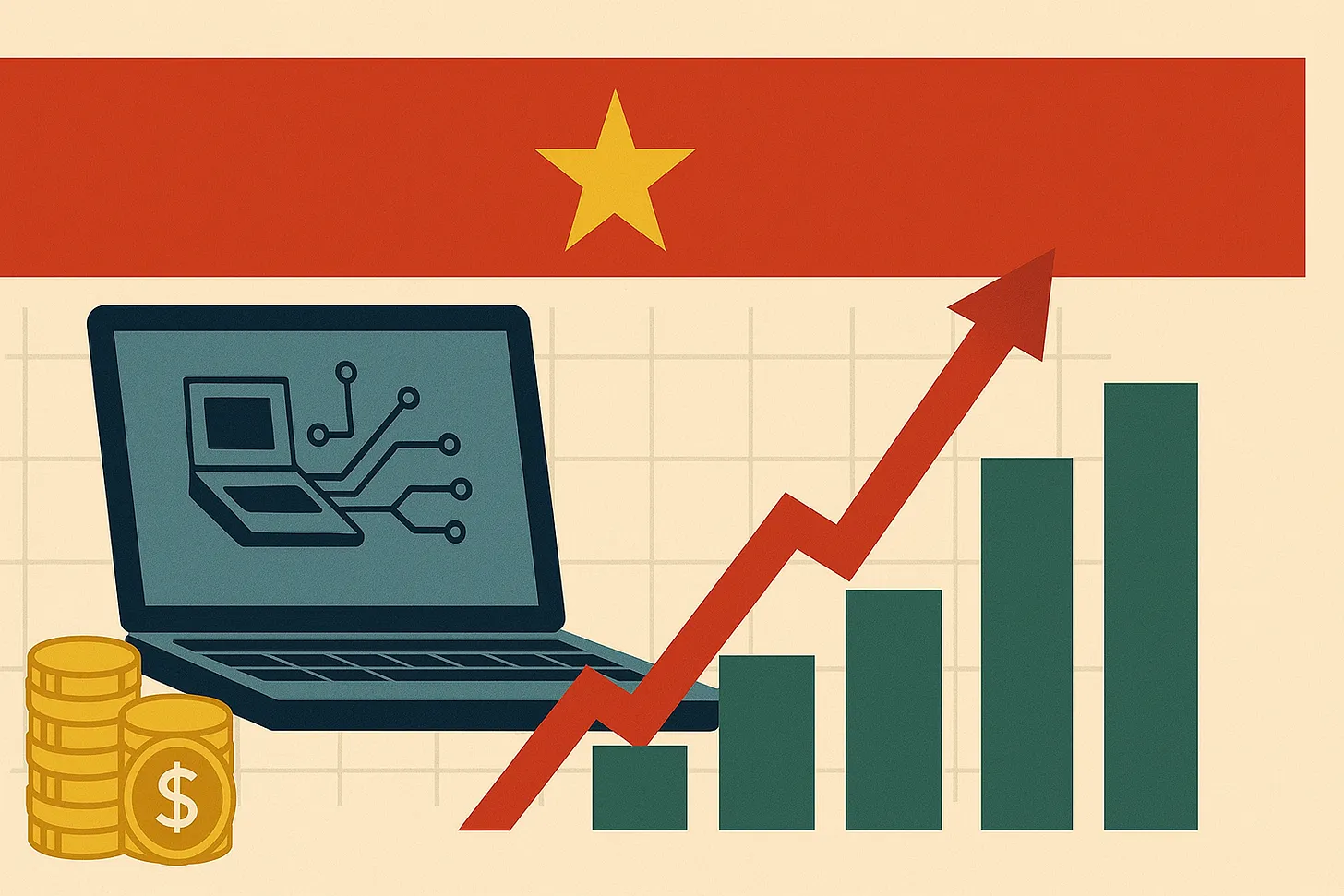 Stock chart with Vietnam elements