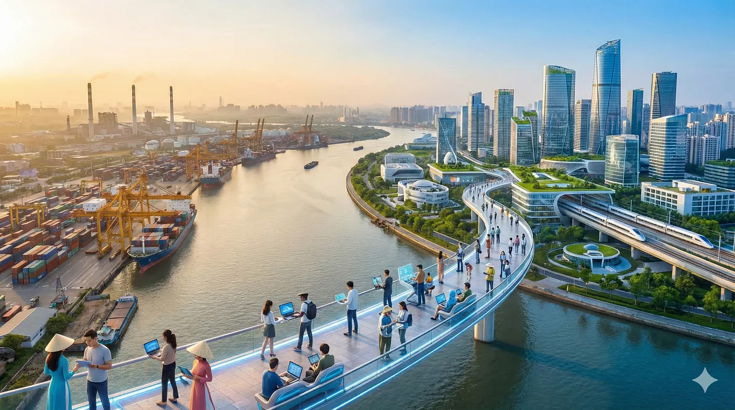 An AI image of Vietnam's tech shift.