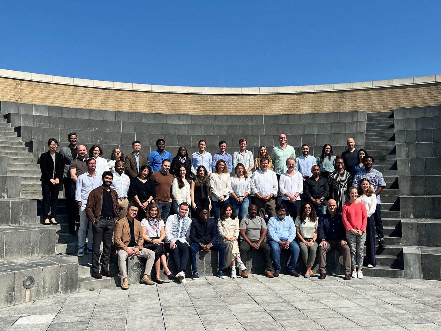 Adrian Latortue with a group.