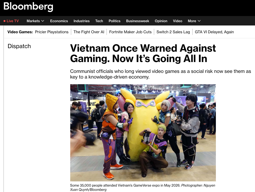 A Bloomberg article screenshot.