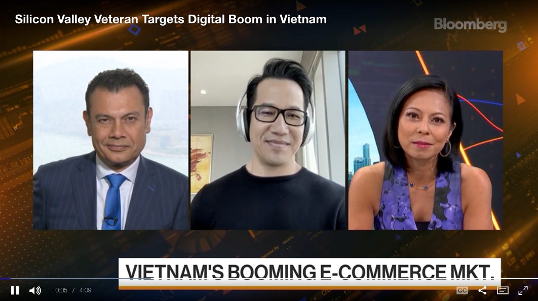 A Bloomberg interview screenshot.