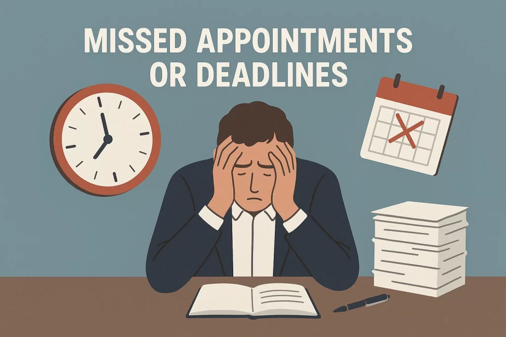 Missed Appointments or Deadlines