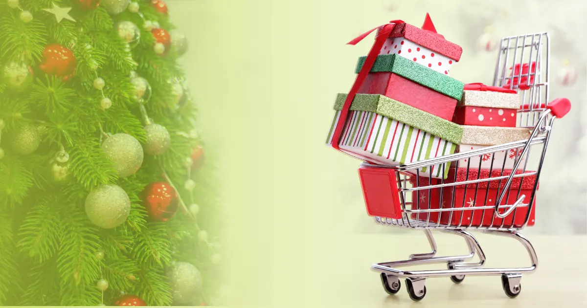 Vánoční nákupy a dárky – ilustrační obrázek pro vánoční kampaně e-shopů