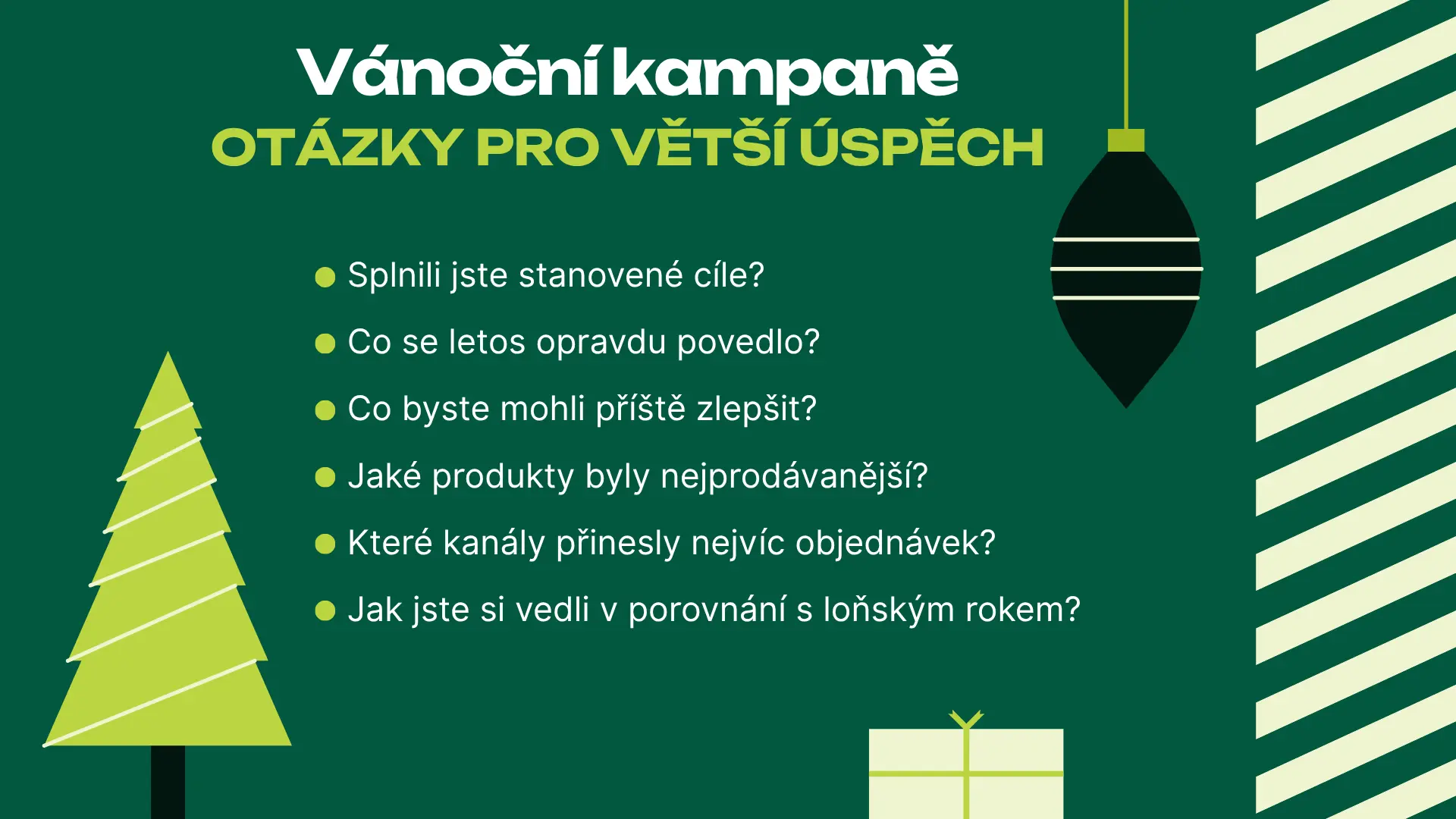 Otázky pro vyhodnocení vánočních kampaní – infografika ROOT Solution.