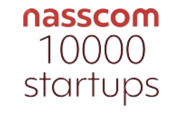 Nasscom 10000 startups logo in red and brown text on a white background.