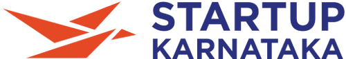 Startup Karnataka logo with an orange origami-style bird and blue text.