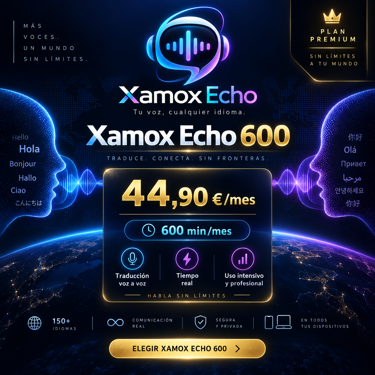 Xamox Echo 600 — 44,90 €/mes, 600 minutos
