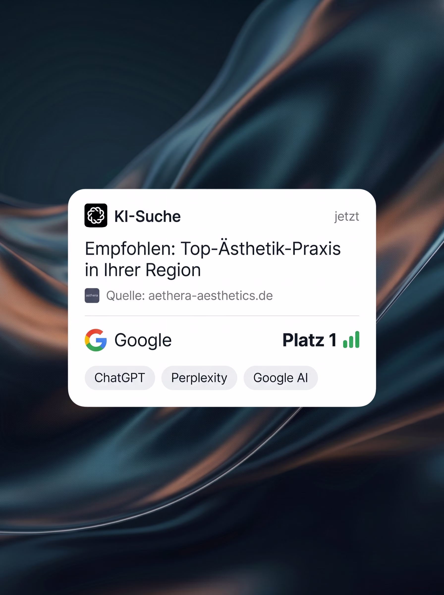 KI-Suche empfiehlt Ästhetik-Praxis auf Platz 1 bei Google – GEO von Primerus