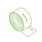 Green outline drawing of Blastshield liner