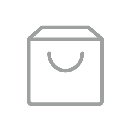 Simple gray shopping bag icon with a handle on a white background.