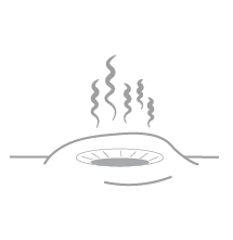 Illustration of a cooking pan on a stove with steam rising from it.