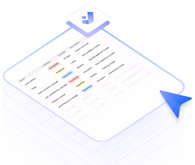 Always Audit Ready – layered document with data and blue arrow cursor.