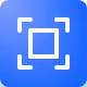 Blue square icon with white scan or focus frame symbol.
