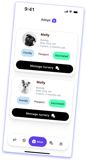 Pet adoption screen