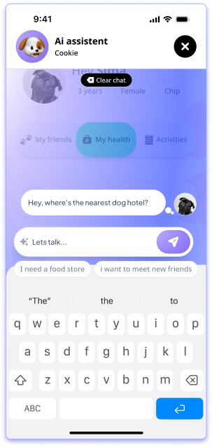 Cookie chatbot screen