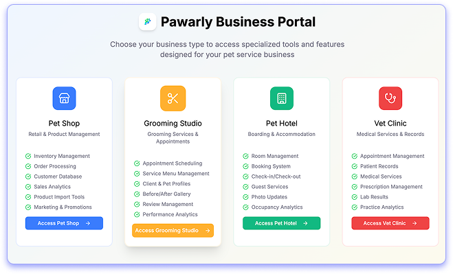 Businesss portal screen