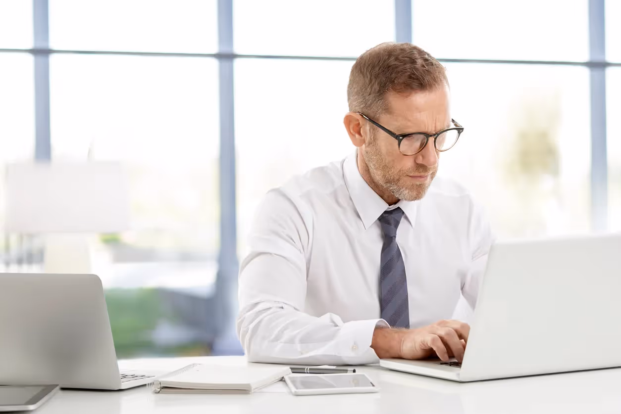 Professional man using laptops