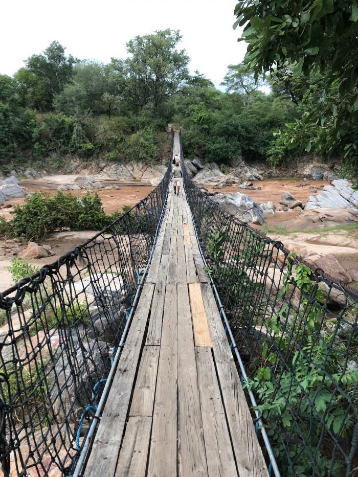 bridge, water, rocks, Majete Park, Africa