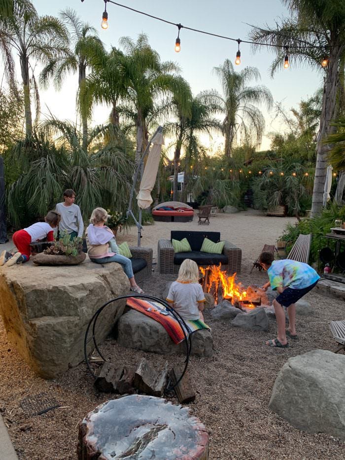 airstream, camping, fire, children, california. Ojai