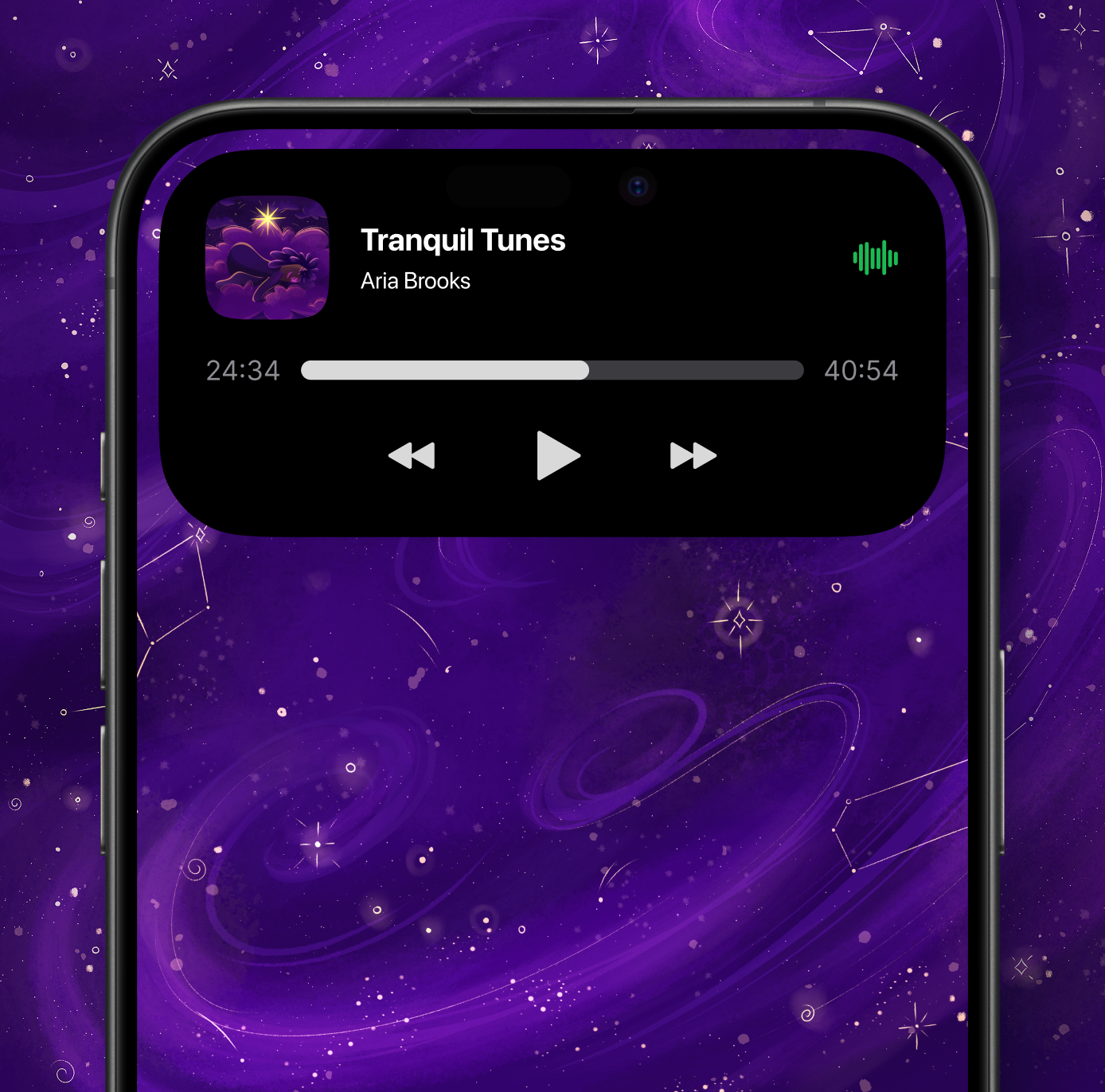 Zzz iOS Island audio screen – UX/UI design for guided sleep sessions.