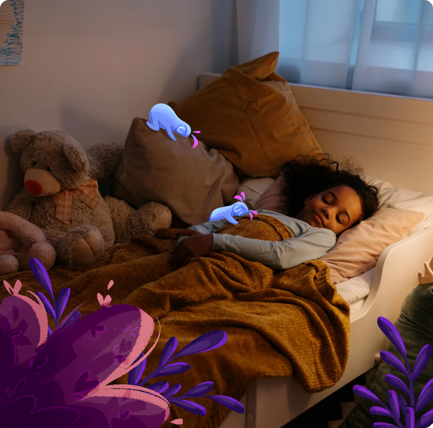 Custom illustrations for Zzz sleep app – graphic design enhancing brand identity.