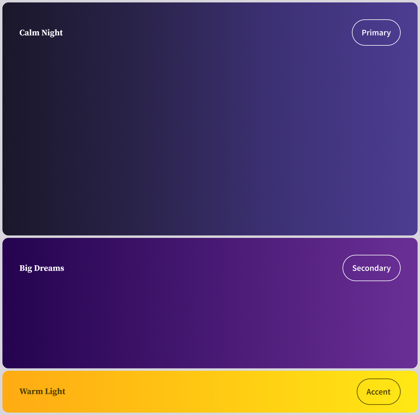 Zzz app color palette – calming visual identity for sleep and relaxation brand.
