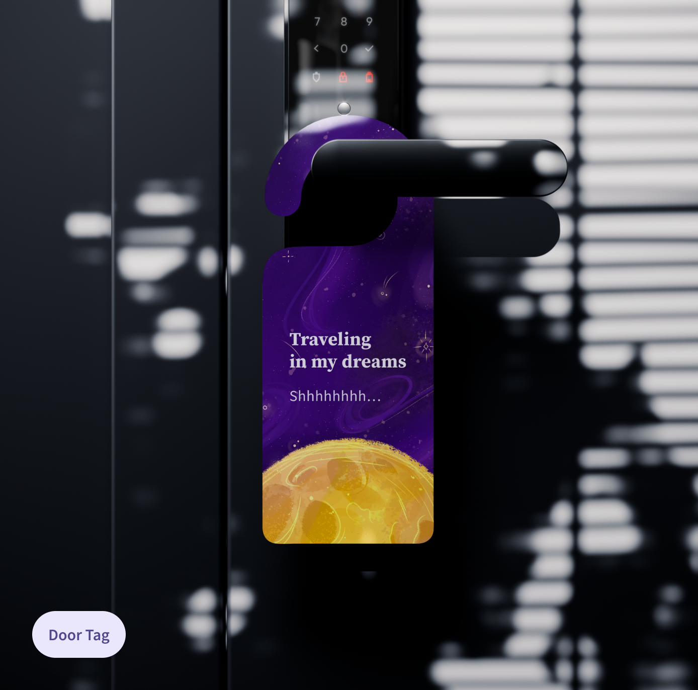 Zzz branded door tag – creative graphic design for sleep mobile app identity.