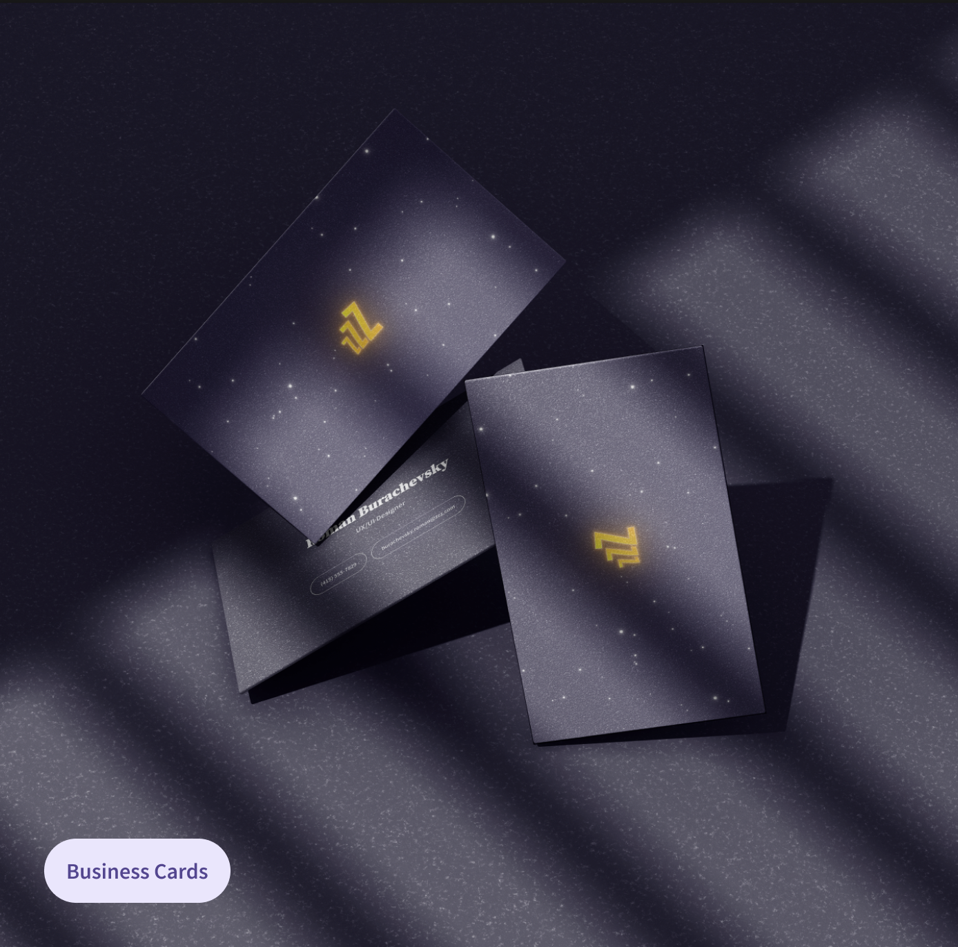 Zzz branded business cards – visual identity and logo design for sleep app.