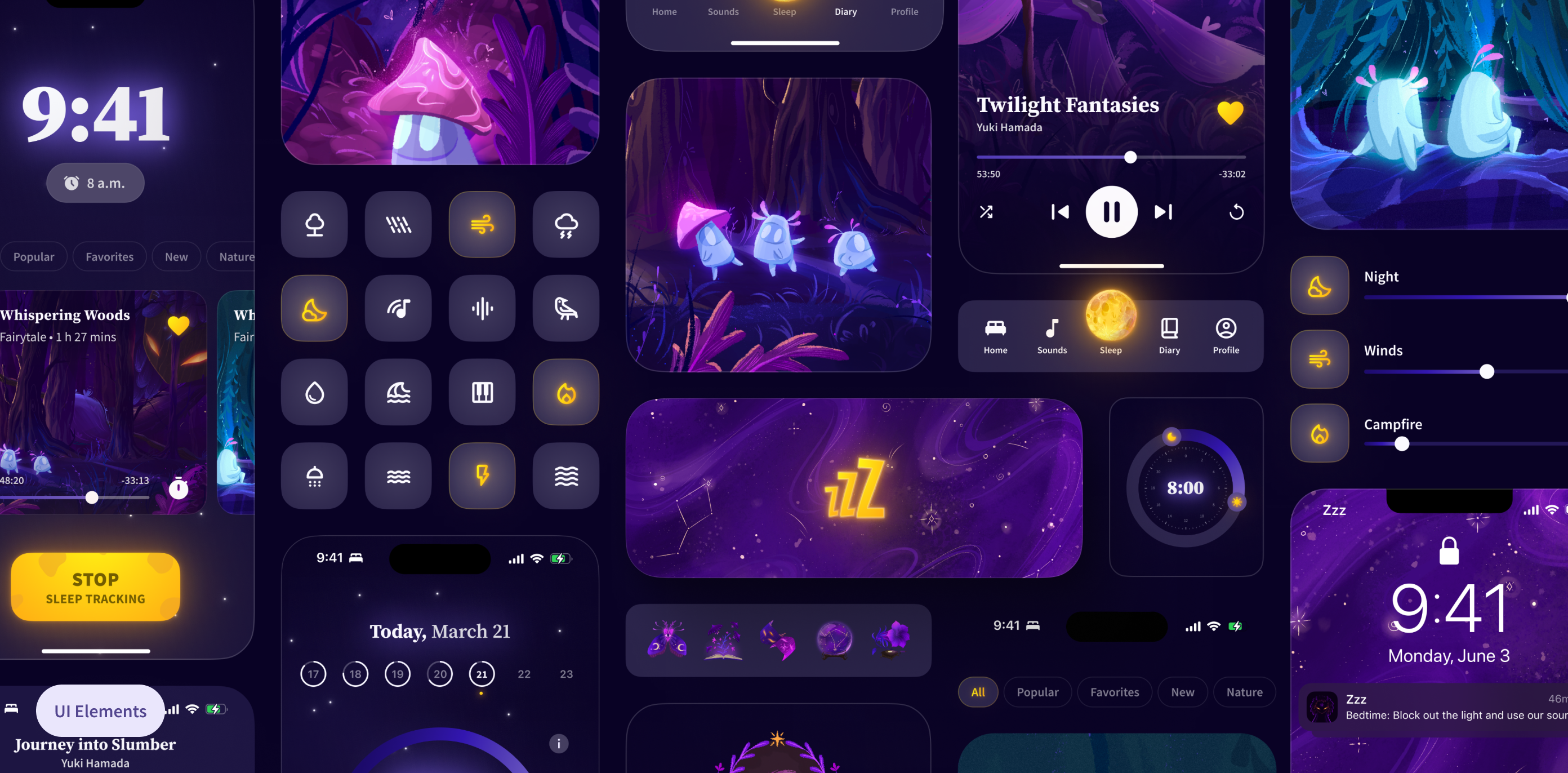Zzz mobile app UI Kit – complete UX/UI system and design components.
