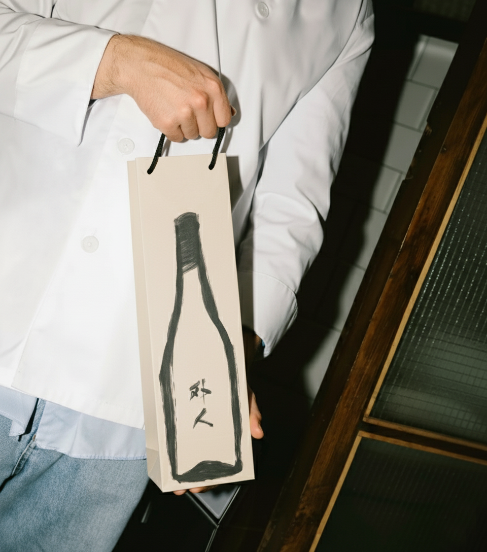 Man holding Gaijin Izakaya bag