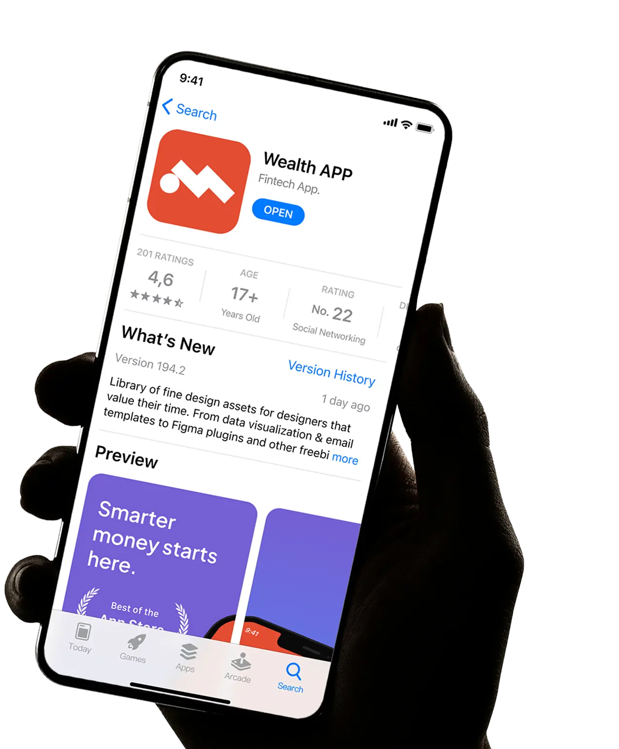 Mobile with app preview